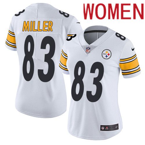 Women Pittsburgh Steelers 83 Heath Miller Nike White Vapor Limited NFL Jersey
